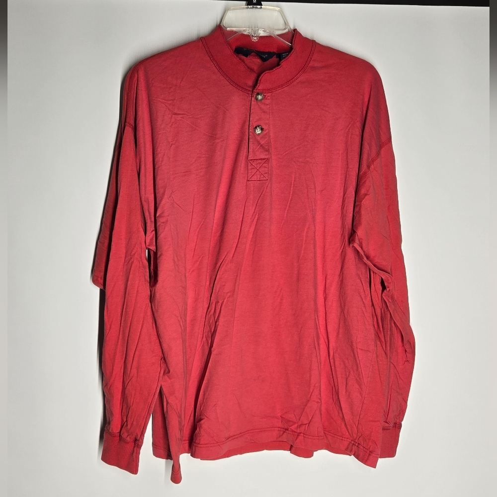 Willis & Geiger Henley Red Long Sleeve